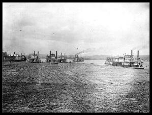 Six steamboats with log rafts, Catlettsburg, Kentucky, 1901
