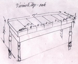 John Hartford's Sketch of the "Murder Table," 1995.