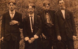 Moses "Dood" Dalton, Charles "Reb" Adkins, John "Stud" Lambert, and Stonewall "Dick" Adkins, Harts Creek, Lincoln County, WV