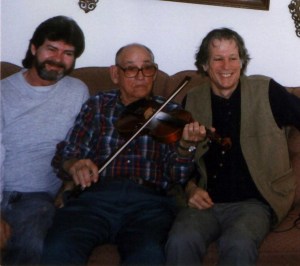 Roger Cooper, Abe Keibler, and John Hartford at South Shore, KY, 1996