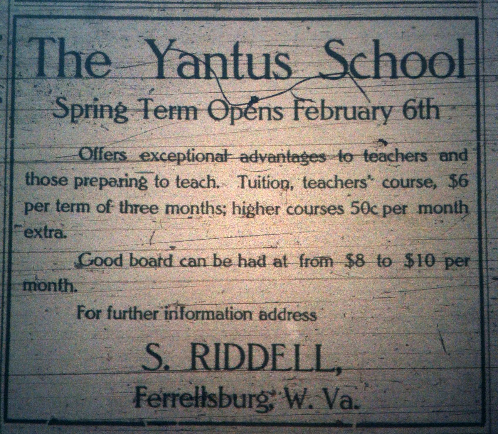 Yantus School, S. Riddell LD 01.12.1911 1