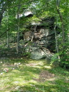 Rock formation at the Mullins-Vance family cemetery, Atenville, Lincoln County, WV