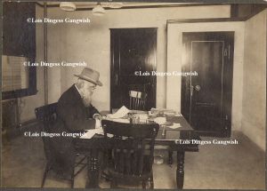Enoch Baker, a native of Nova Scotia who once worked timber on Harts Creek, is shown here years later at his Huntington office.