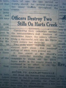 Harts Creek stills destroyed, Logan County Banner, 19 June 1925.