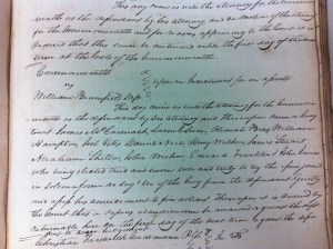 William Wirt Brumfield was found guilty of assault and fined $5. Cabell Law Order Book 1, County Clerk's Office, Huntington, WV