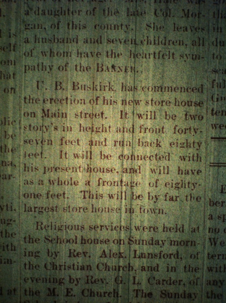U.B. Buskirk store LCB 12.19.1889