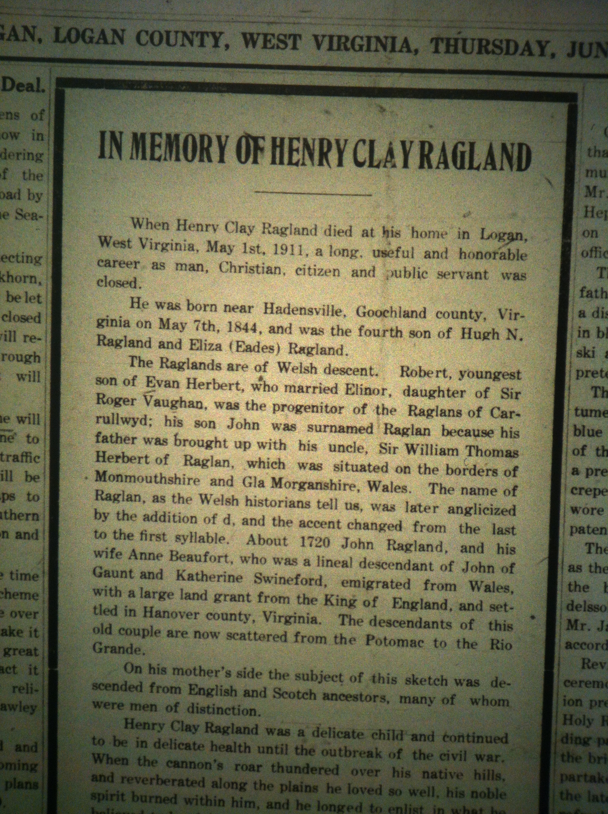 Henry Clay Ragland LD 06.29.1911 1