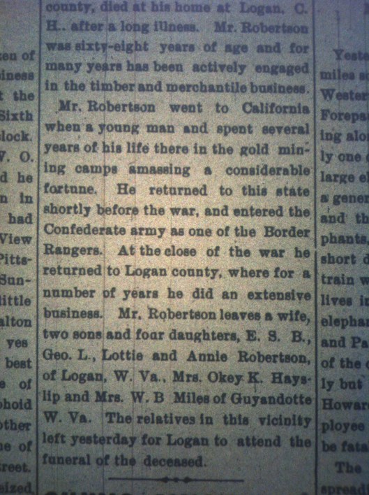 J.E. Robertson of Logan Dead HuA 09.26.1898 2
