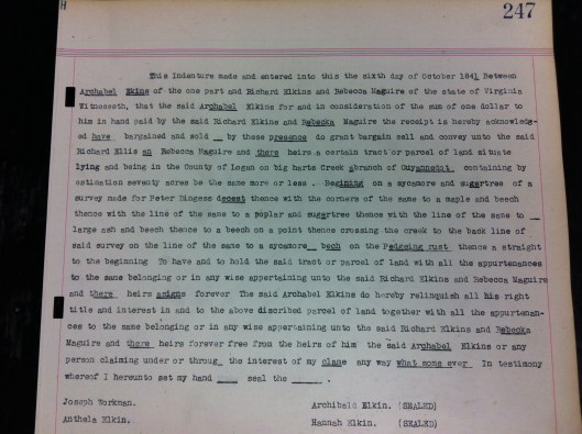 Archibald Elkins to Richard Elkins Deed 1841 1