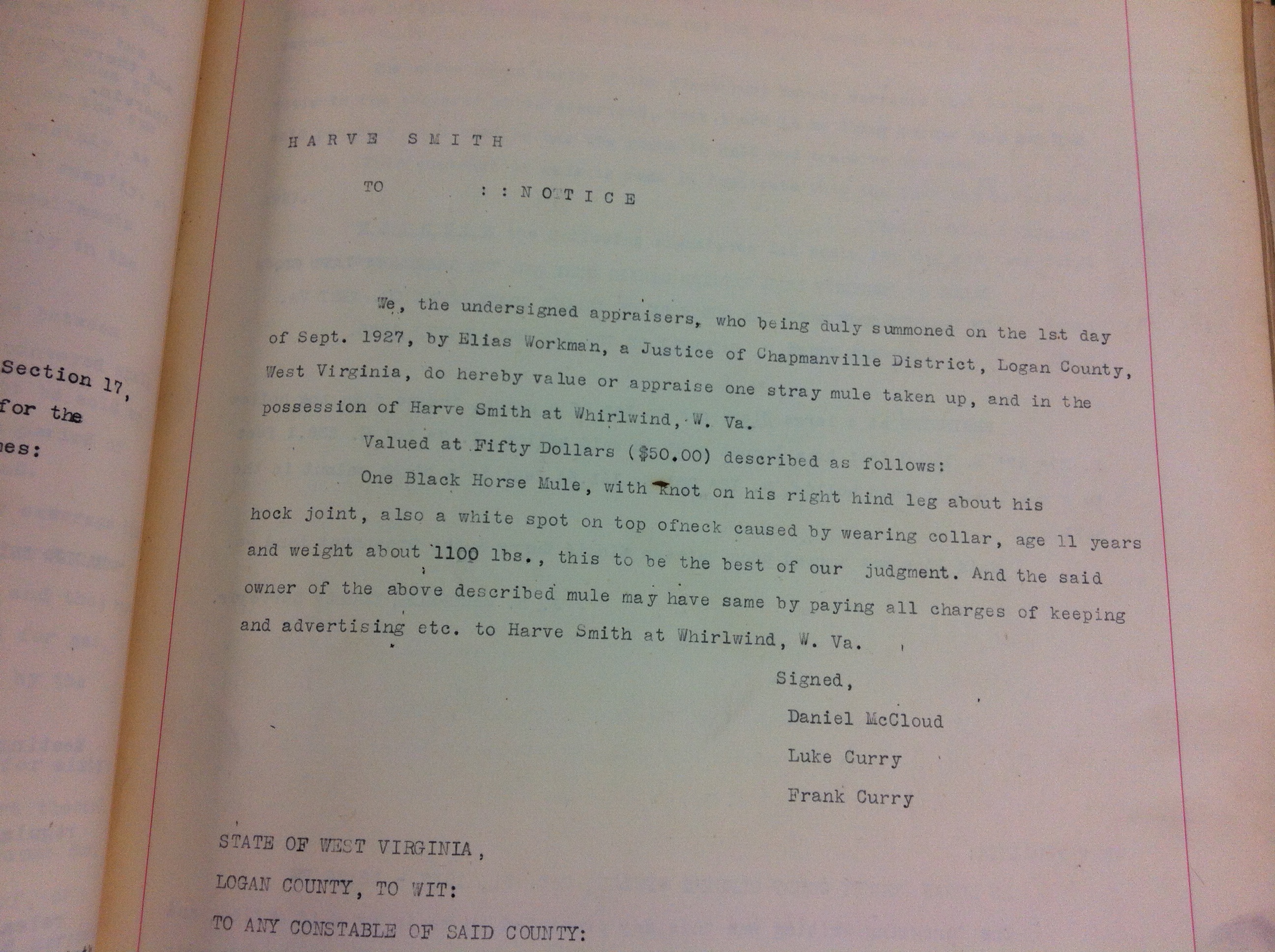 Harve Smith Record 1927 1