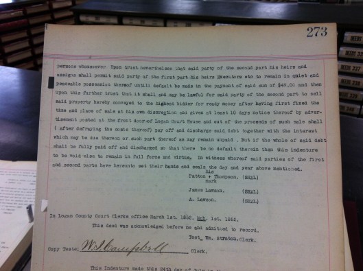 Patton Thompson to Lawsons 1852 2