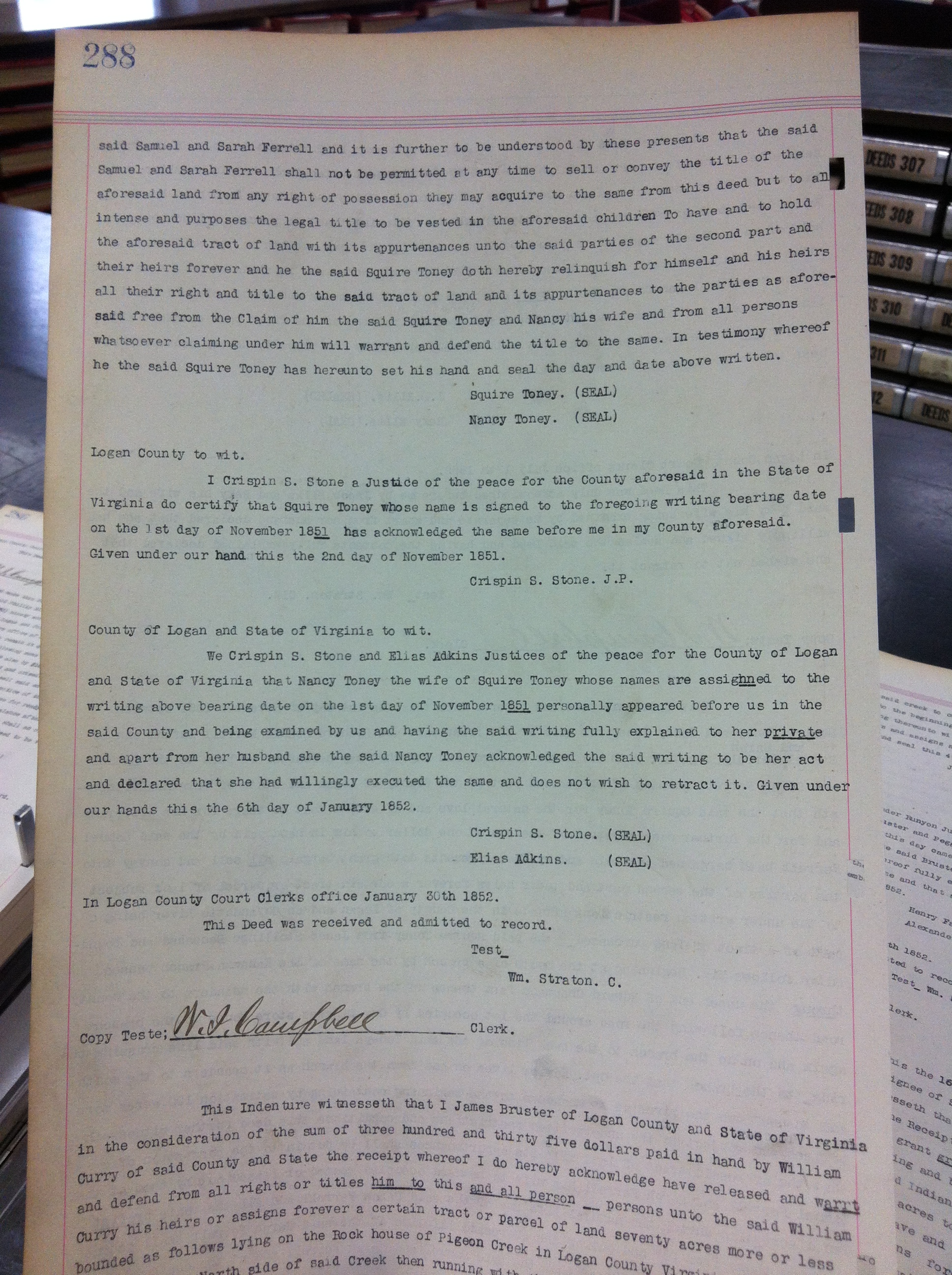 Squire Toney to Richard Leander Ferrell 1851 2