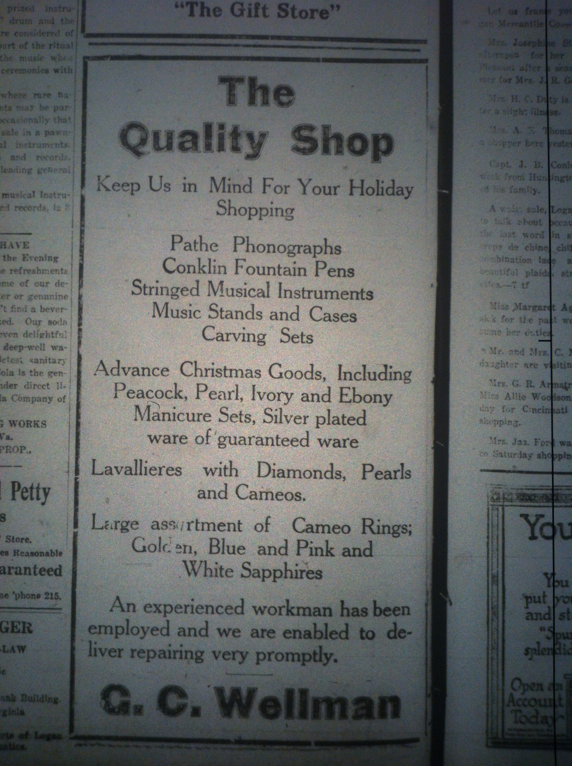 The Quality Shop Ad LD 12.14.1916.JPG