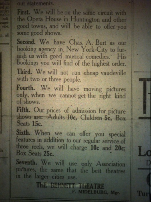 Bennett Theatre Announcement LB 01.24.1913 2.JPG