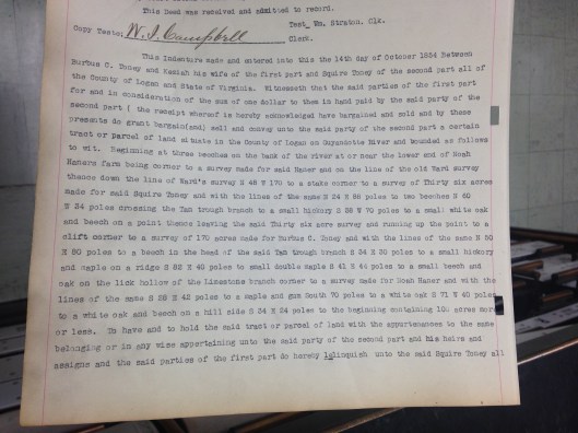 Burbus Toney to Squire Toney Deed 1