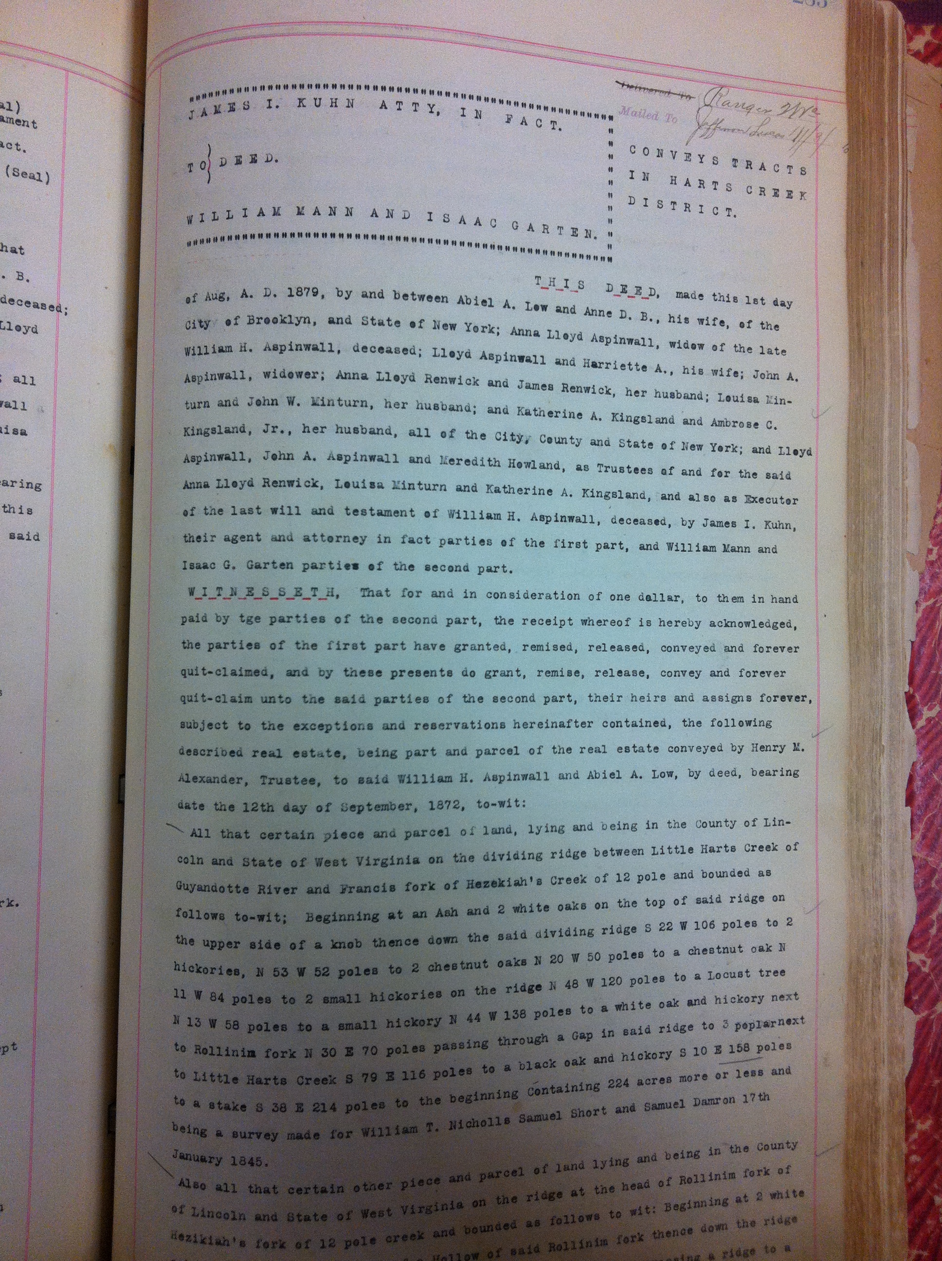 J.I. Kuhn to William Mann and Isaac G. Gartin DB53 p285 LiC 1