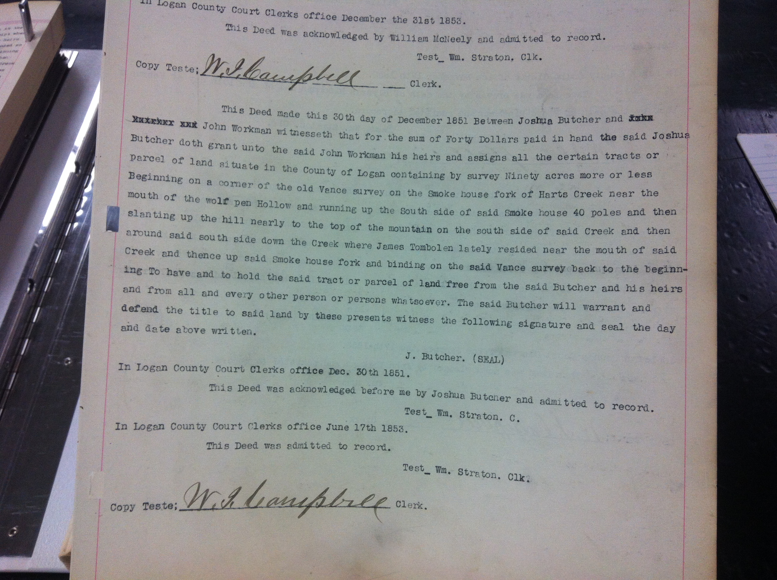 Josh Butcher to John Workman 1852 1.JPG