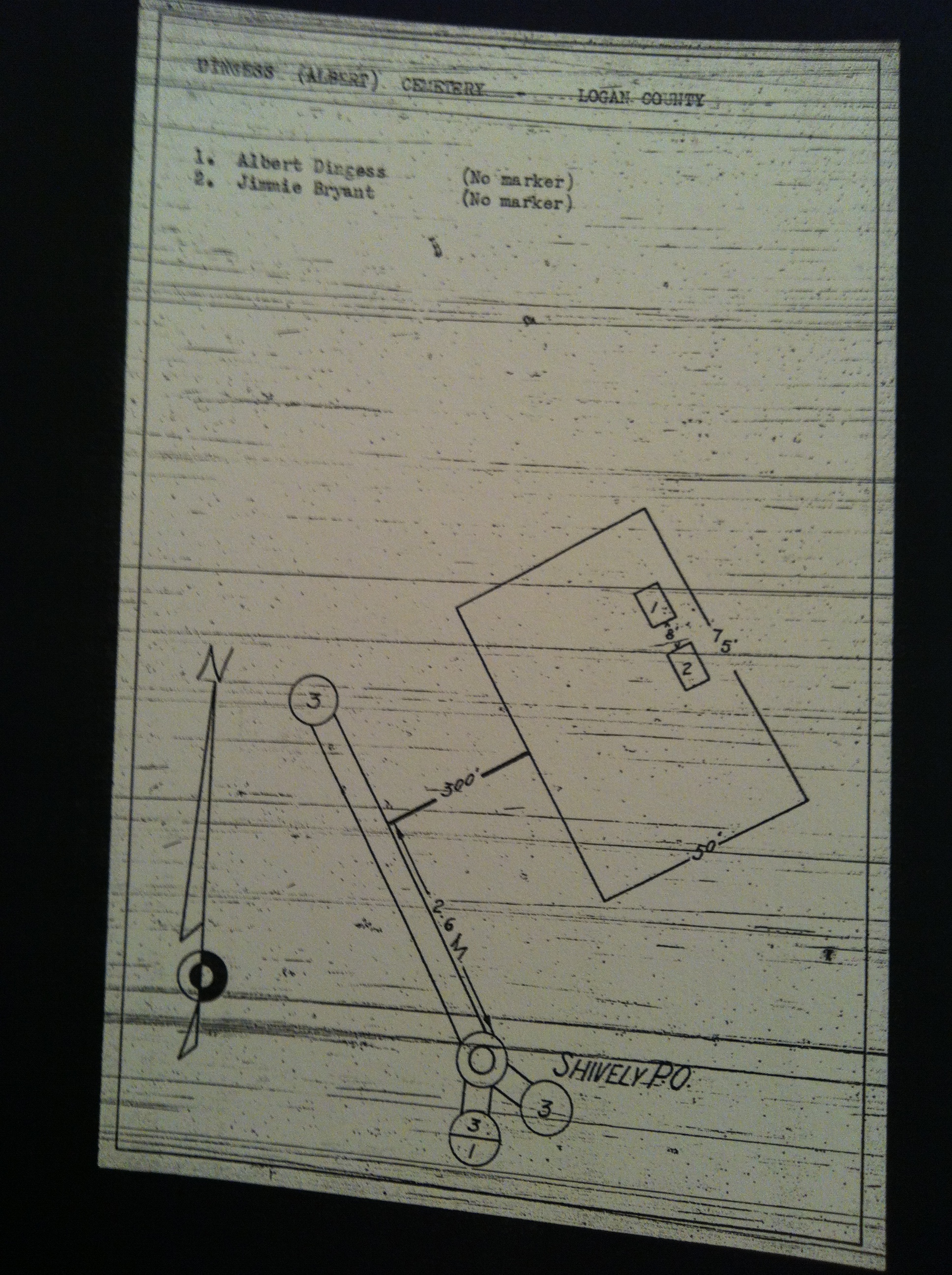 Albert Dingess Cemetery Map
