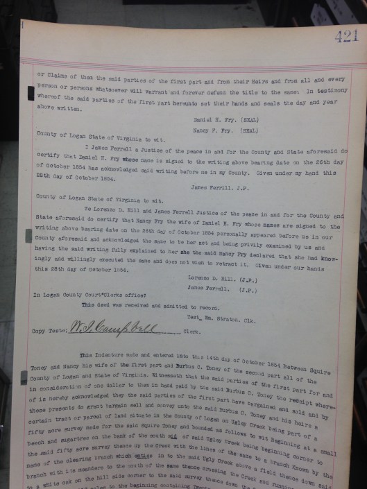 Daniel Fry to Tolbert Ferrell Deed 2