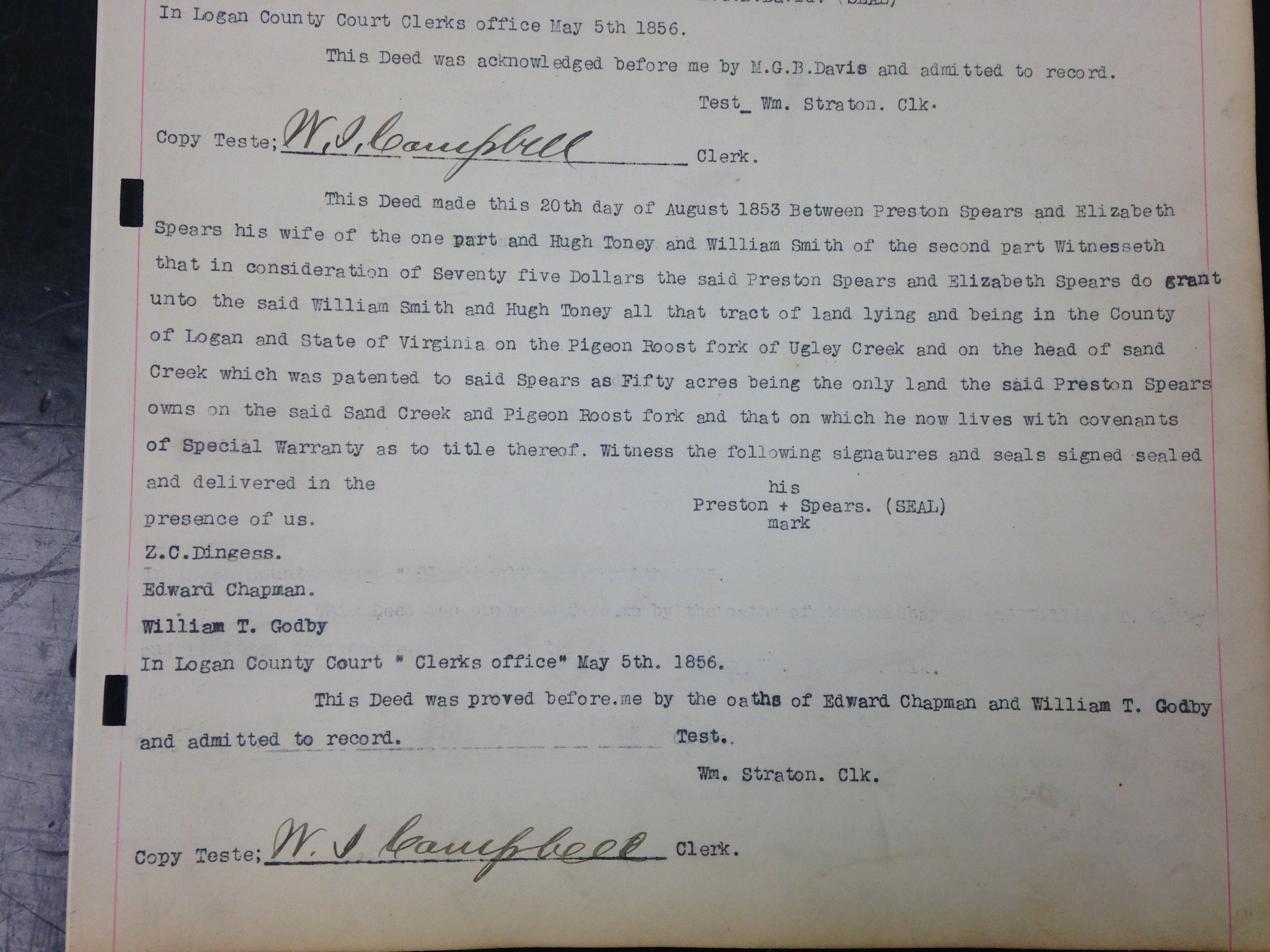 Preston Spears to Hugh Toney Deed 1.JPG