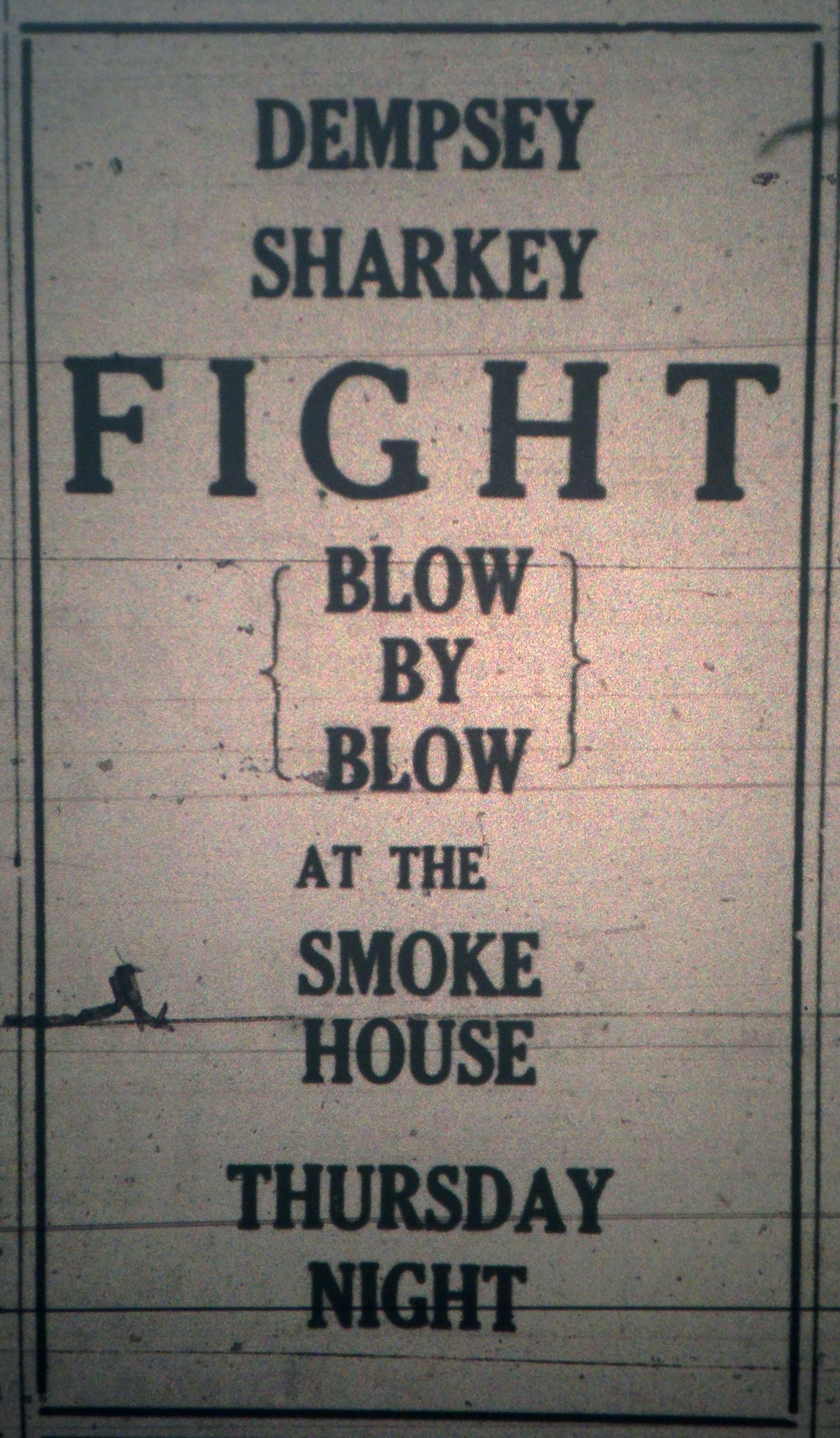 Dempsey-Sharkey Fight at the Smoke House Ad LB 07.19.1927