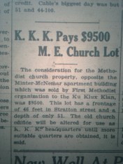 KKK Buys Lot in Logan LB 12.23.1927