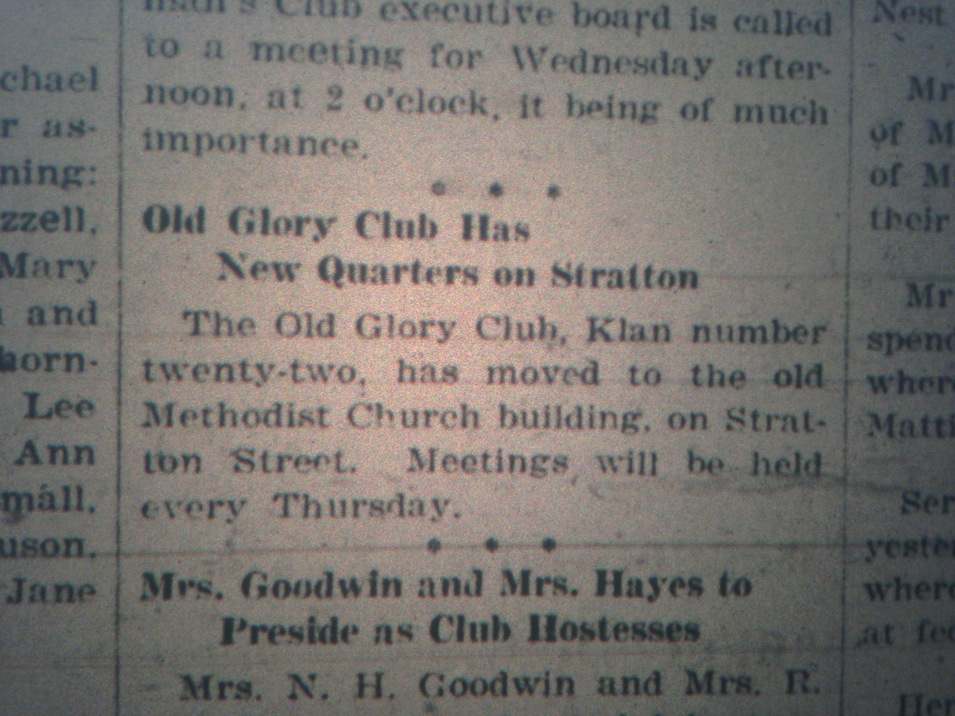 KKK Headquarters in Logan LB 01.17.1928