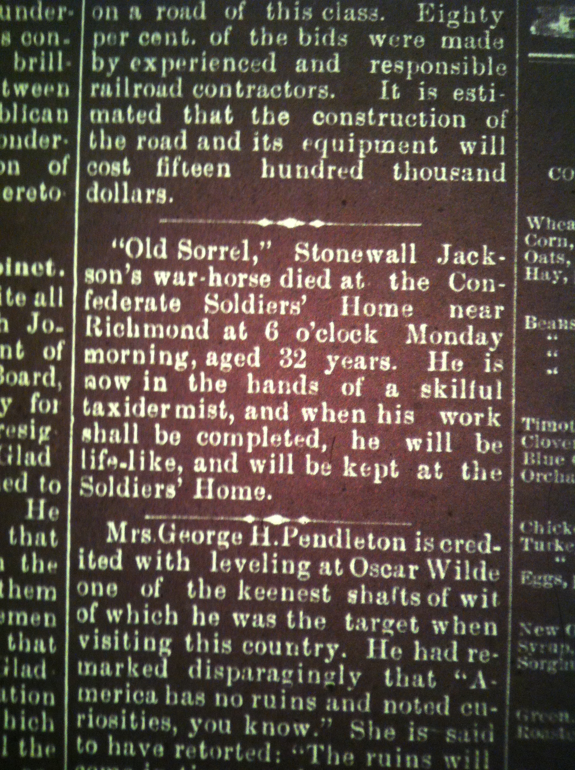 Old Sorrel Dies HA 03.20.1886 2