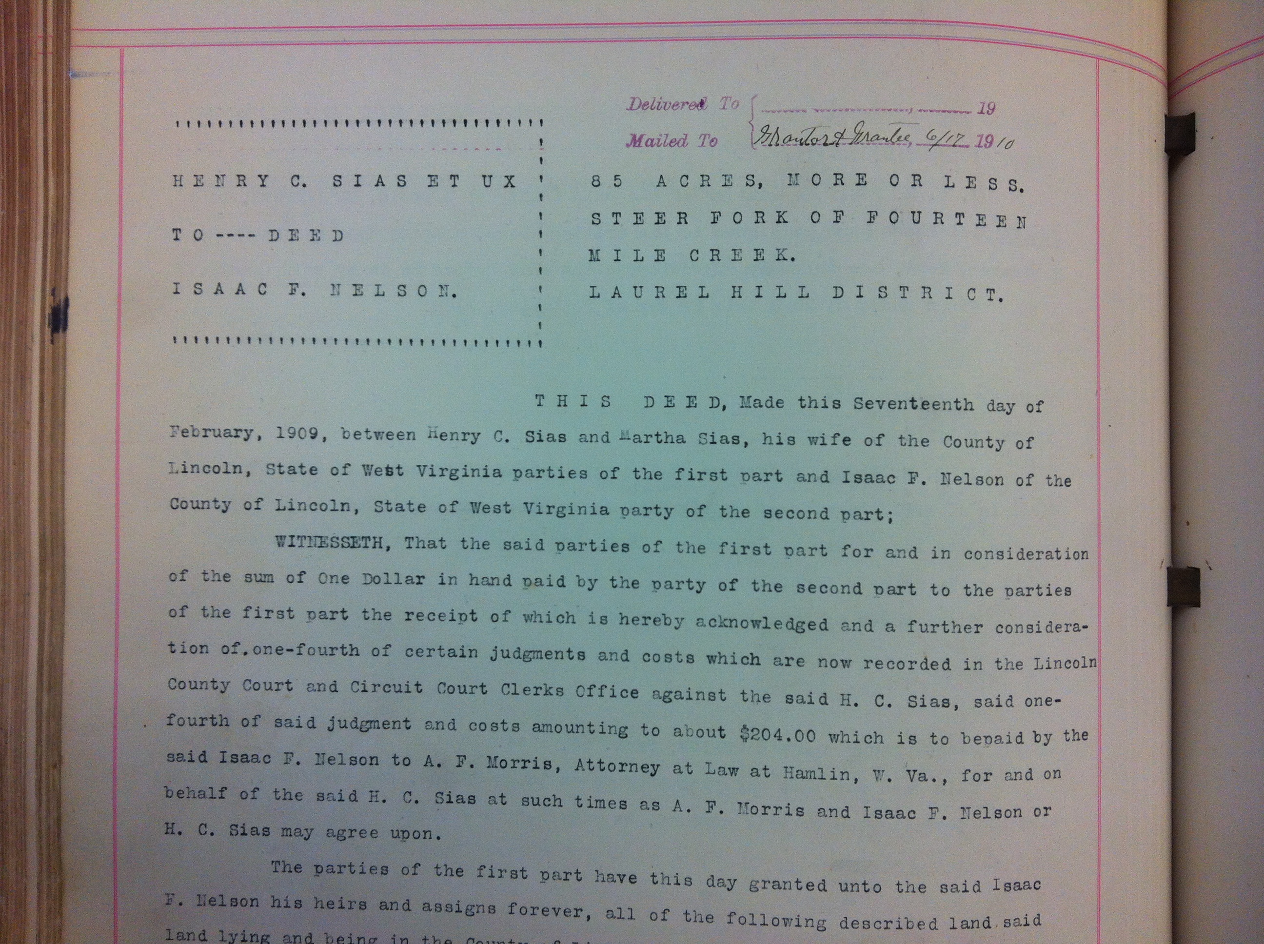 Henry C. Sias to Isaac Nelson 1