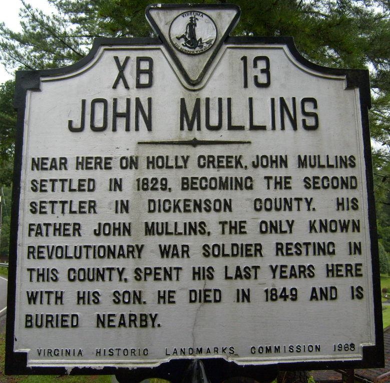 Holly Creek John Mullins Historic Marker
