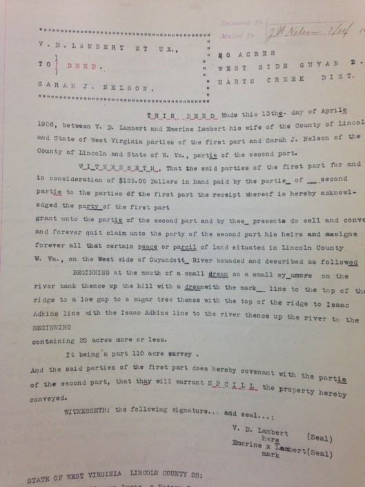 Van Don Lambert to Sarah Nelson 1