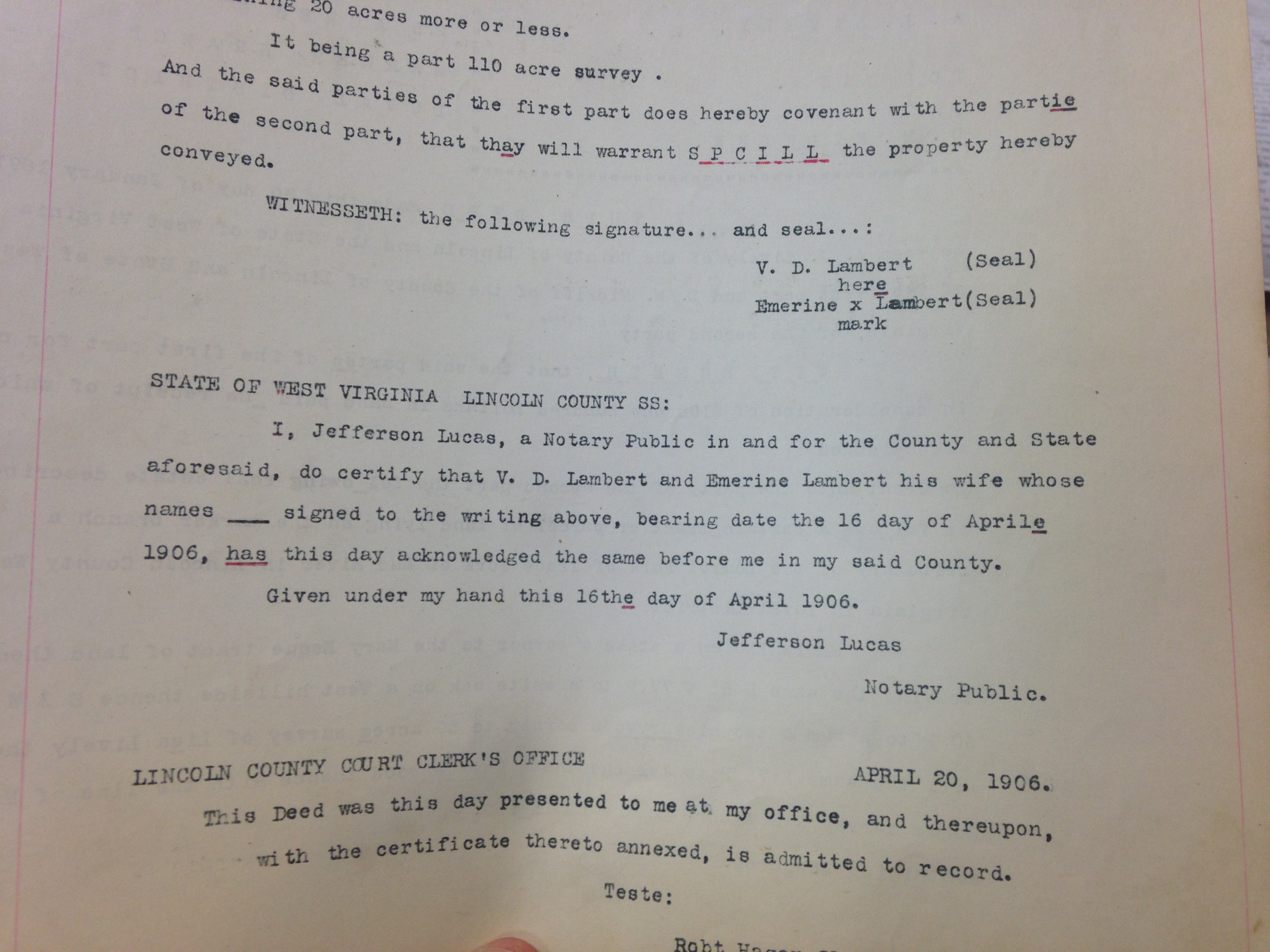 Van Don Lambert to Sarah Nelson 2