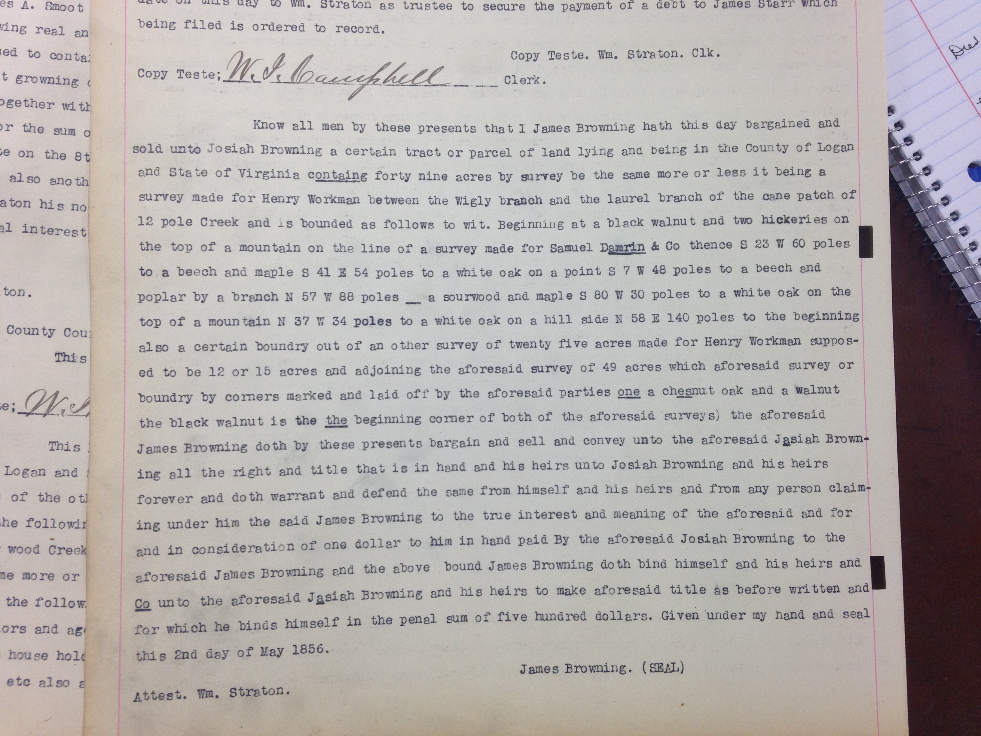 James Browning to Josiah Browning Deed 1