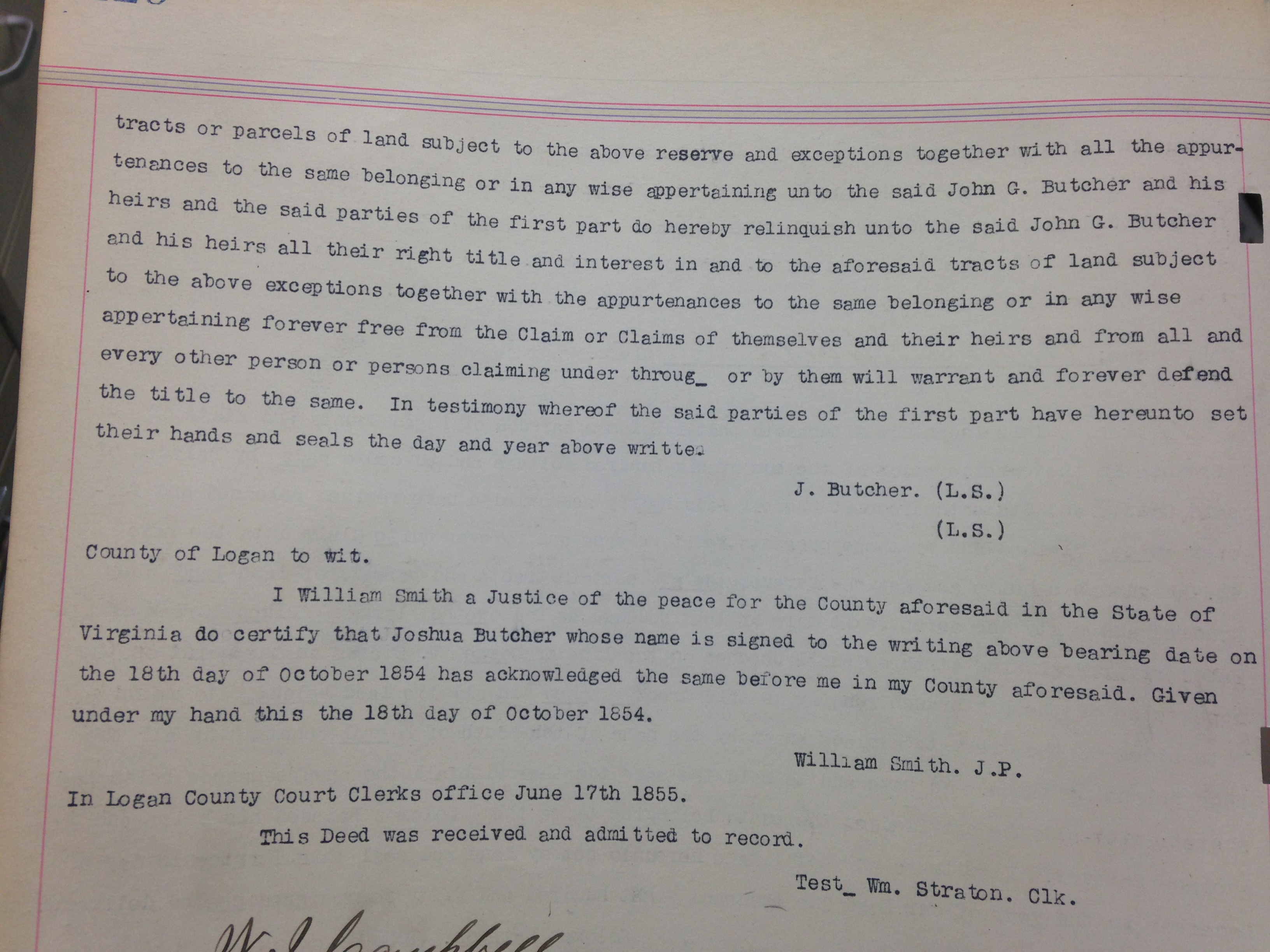 Joshua Butcher to John G. Butcher Deed 3