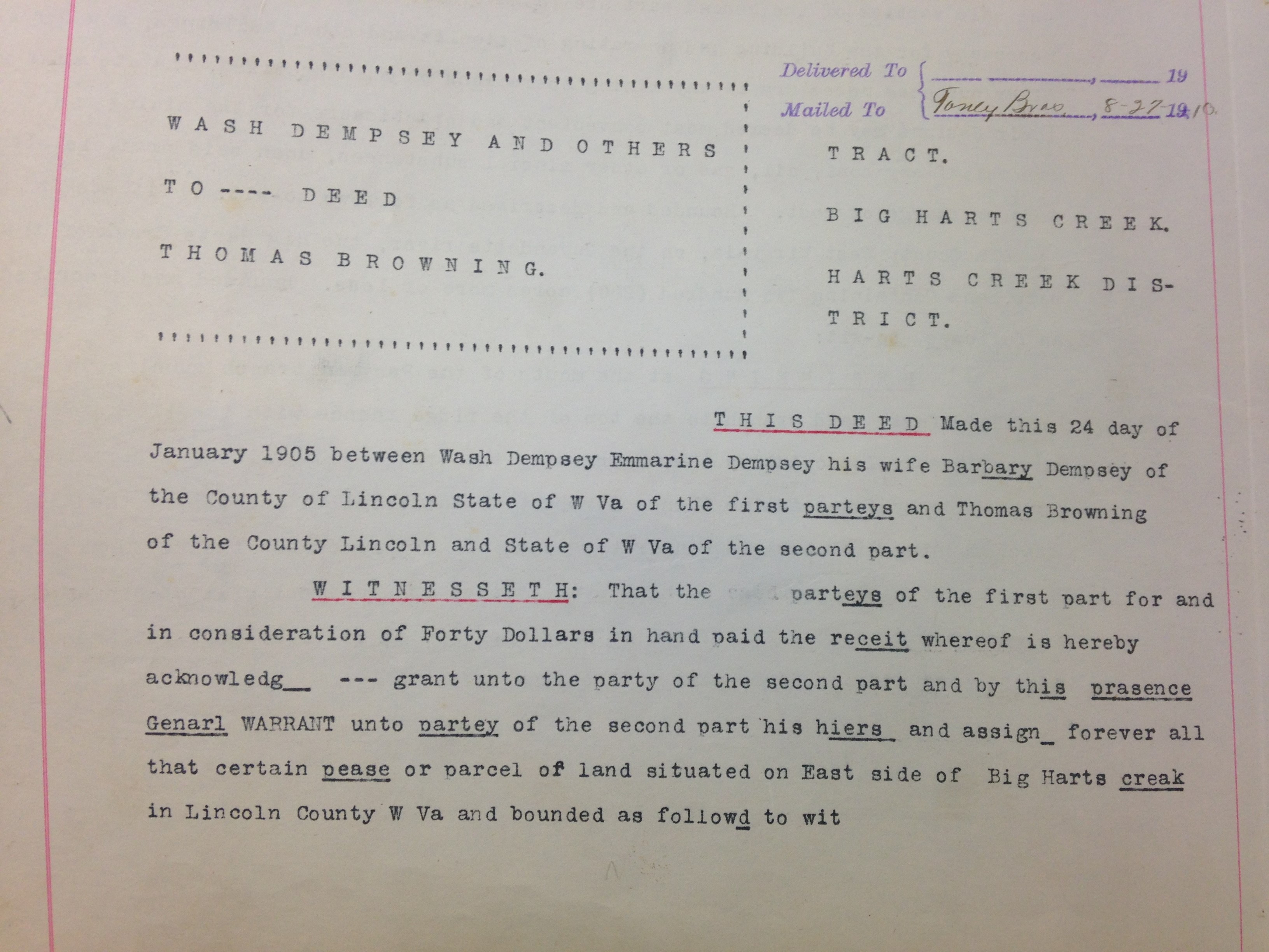 Wash Dempsey to Thomas Browning 1