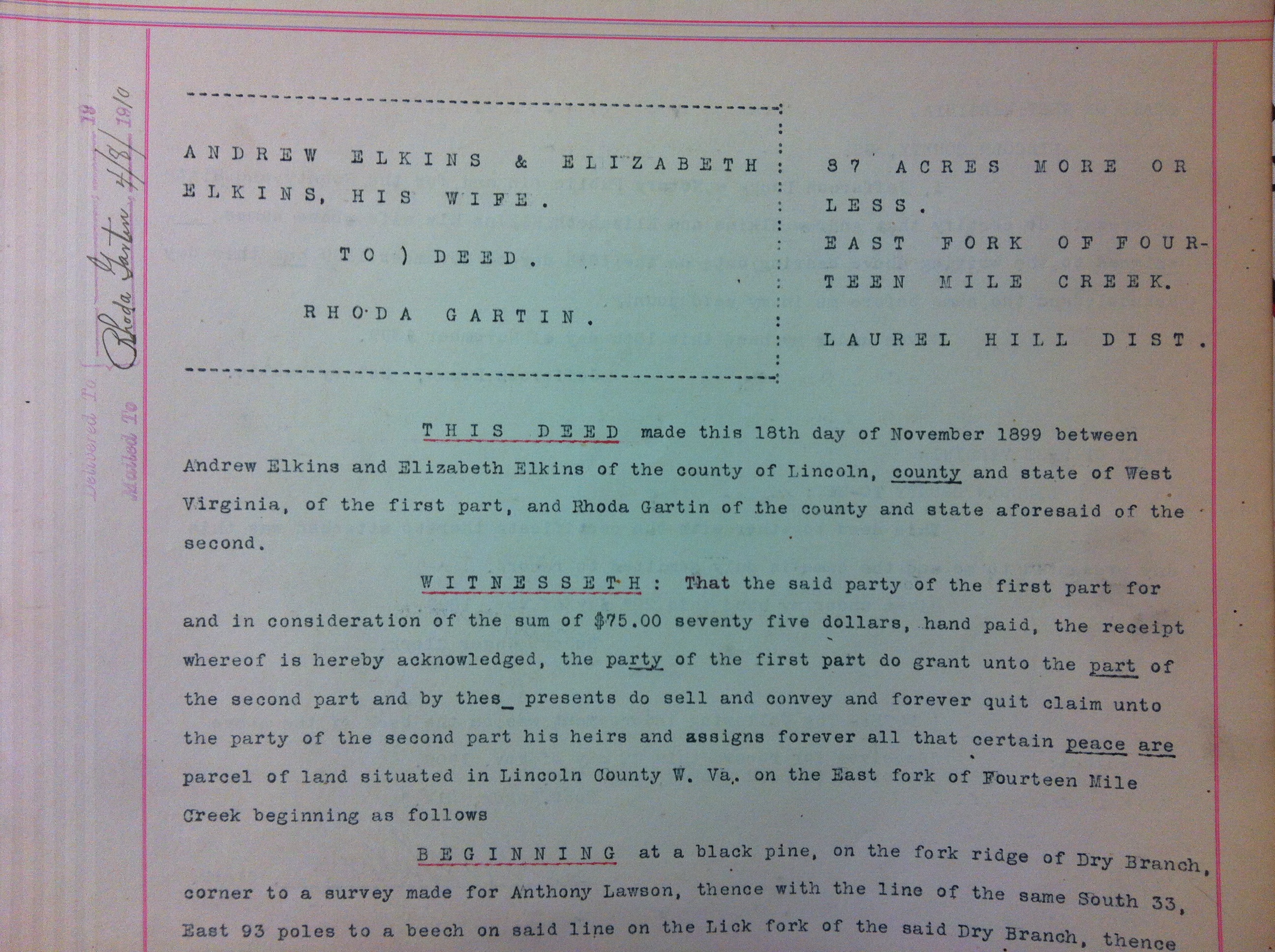 Andrew Elkins to Rhoda Gartin 1