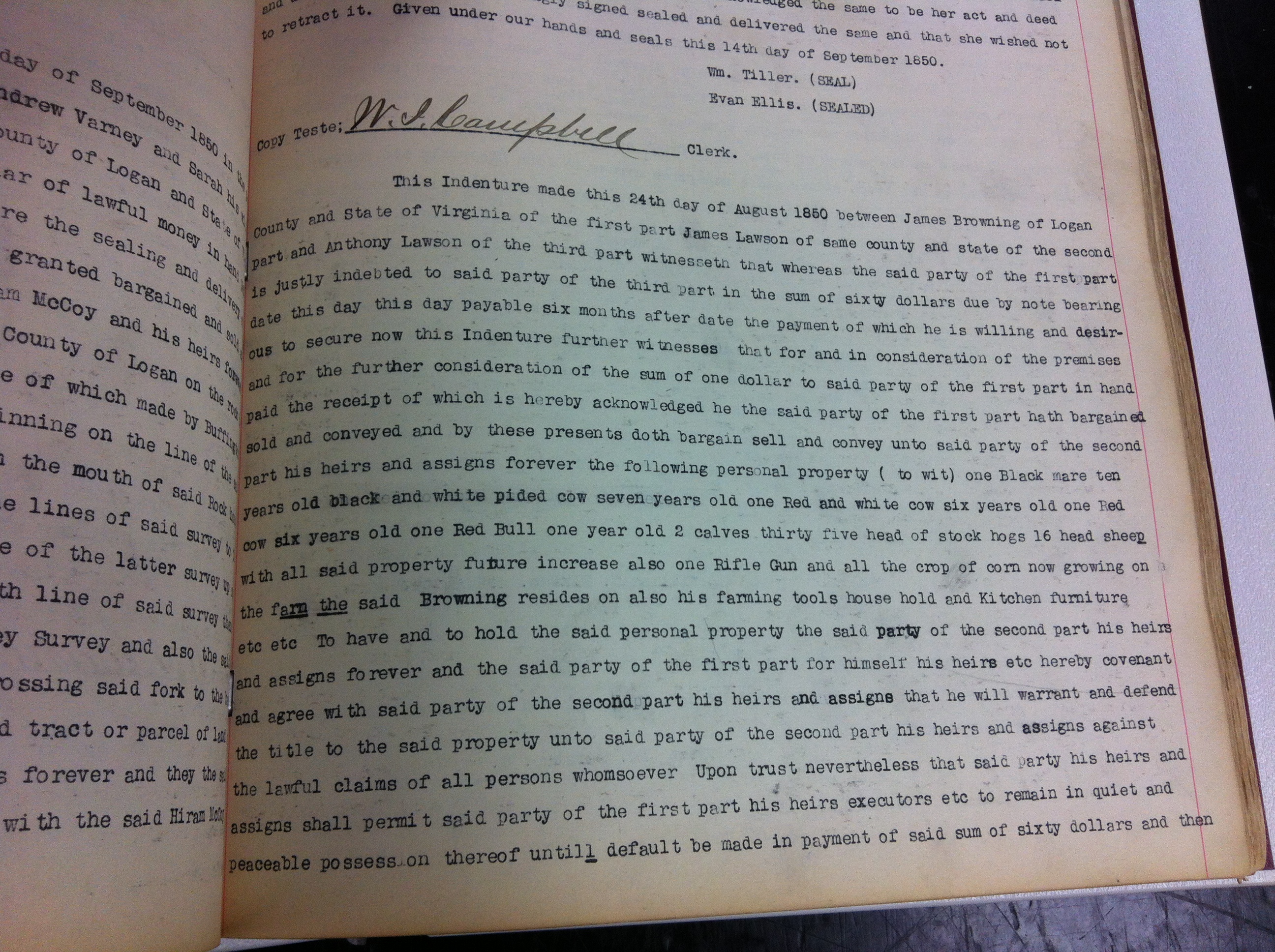 James Browning Trust Deed to Lawson 1850 1