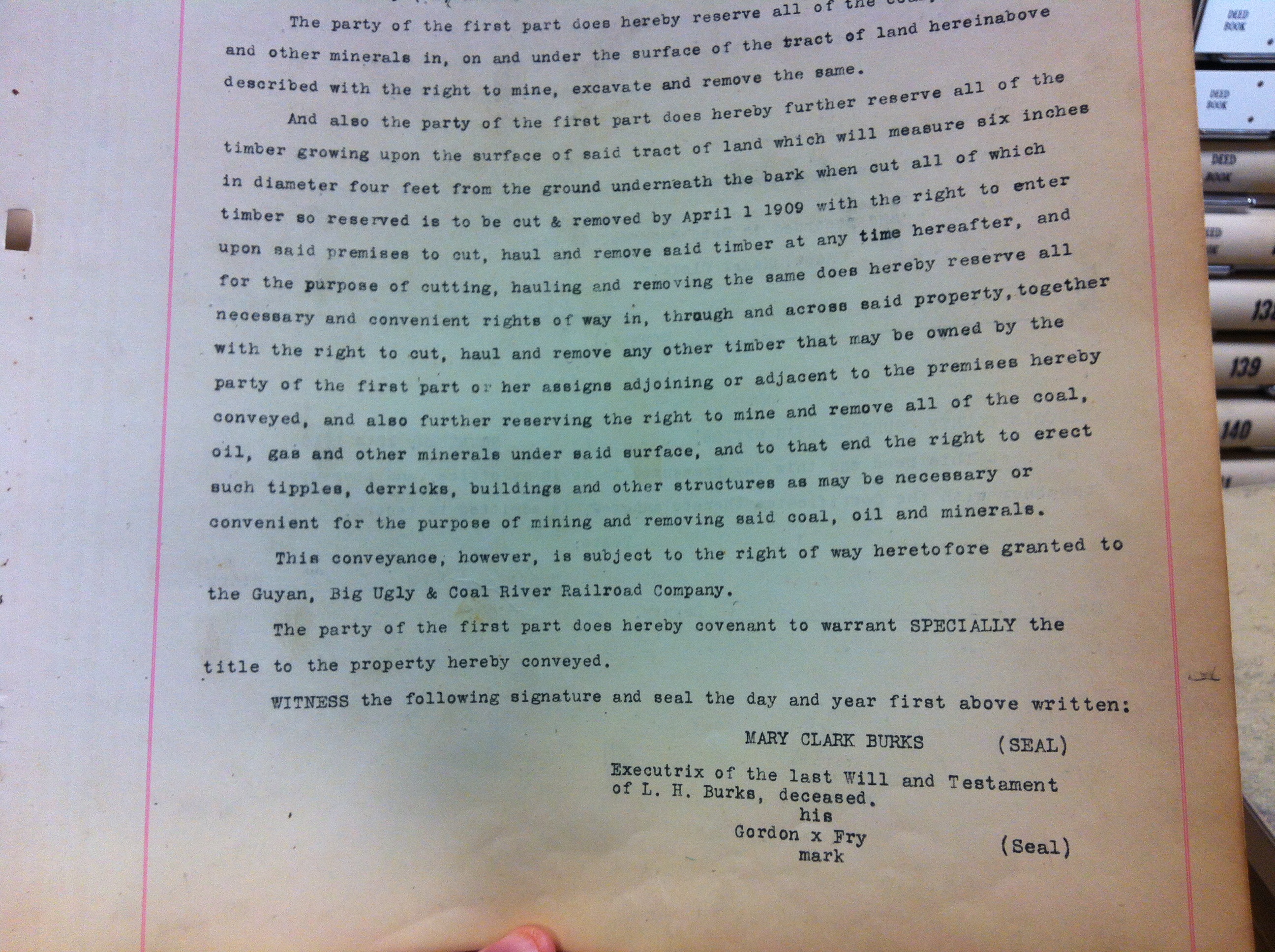 Mary Clark Burks to Gordon Fry Deed 5