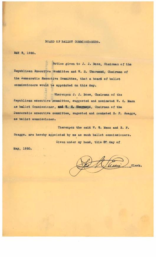 Ballot Commissioners 1920