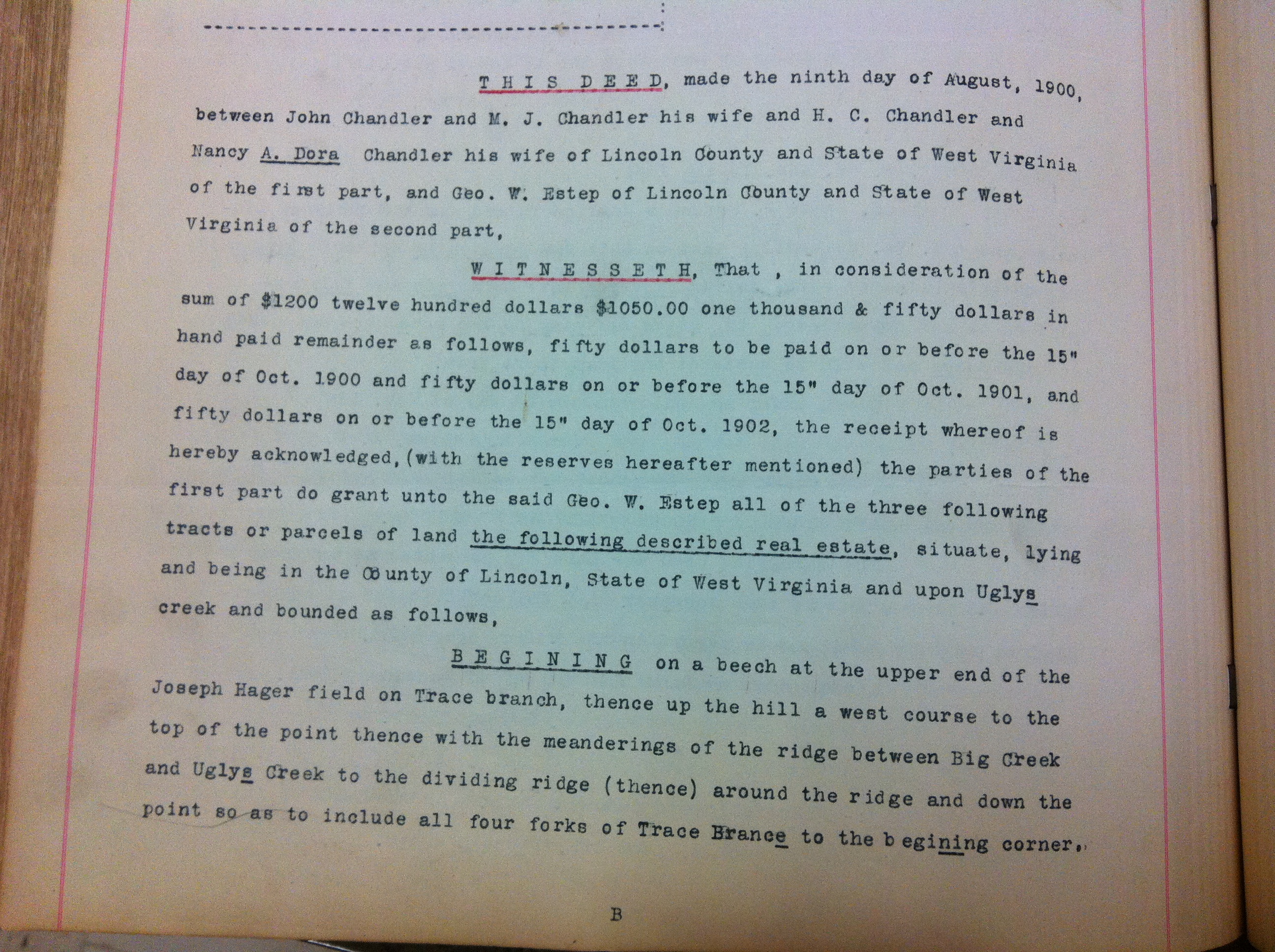 John Chandler to George Estep 2