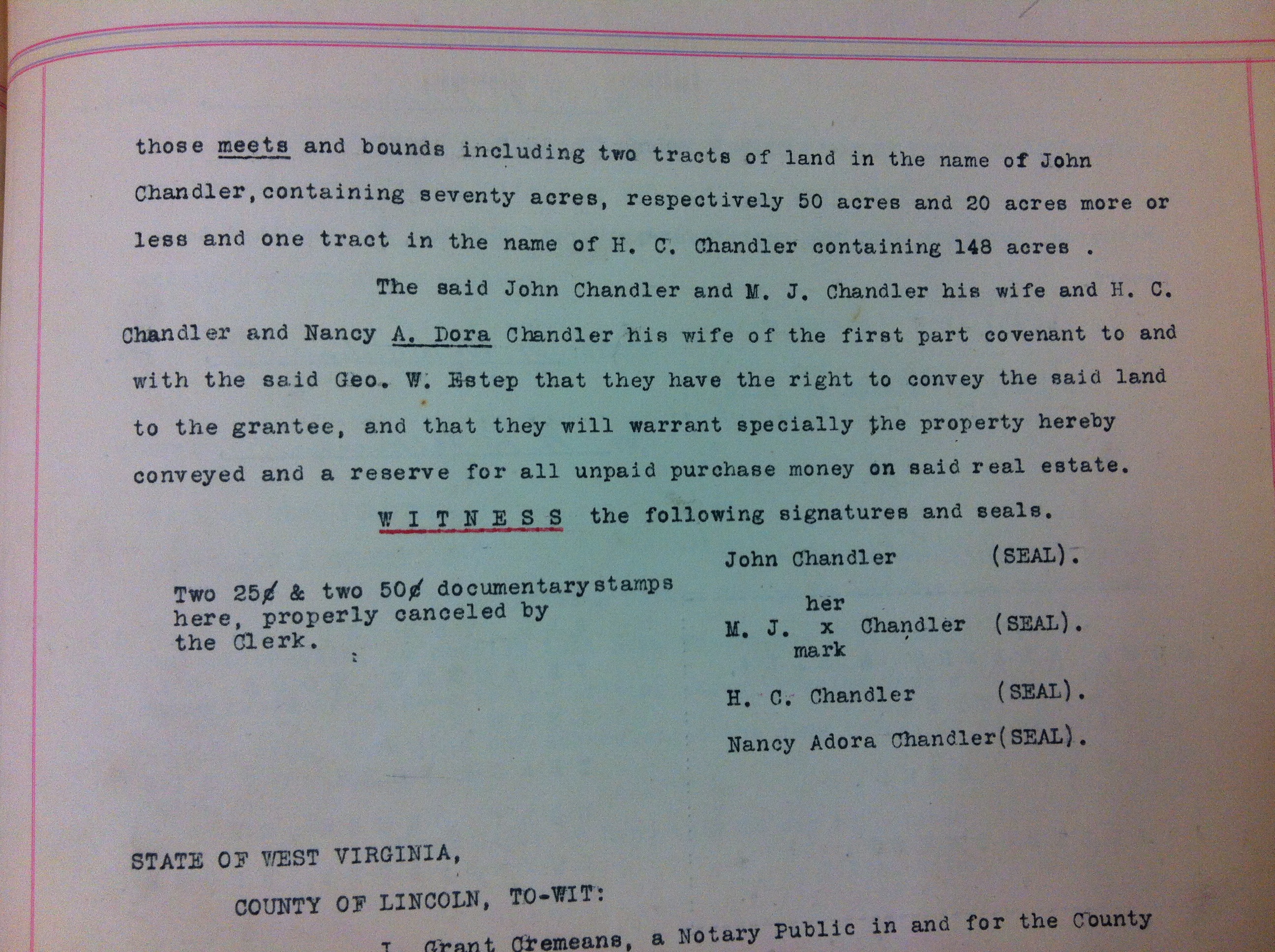 John Chandler to George Estep 3