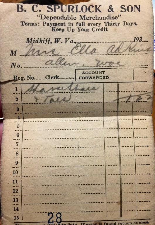 B.C. Spurlock and Son Store Receipt 1.JPG