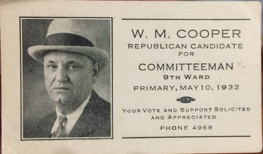 W.M. Cooper for Committeeman 1932