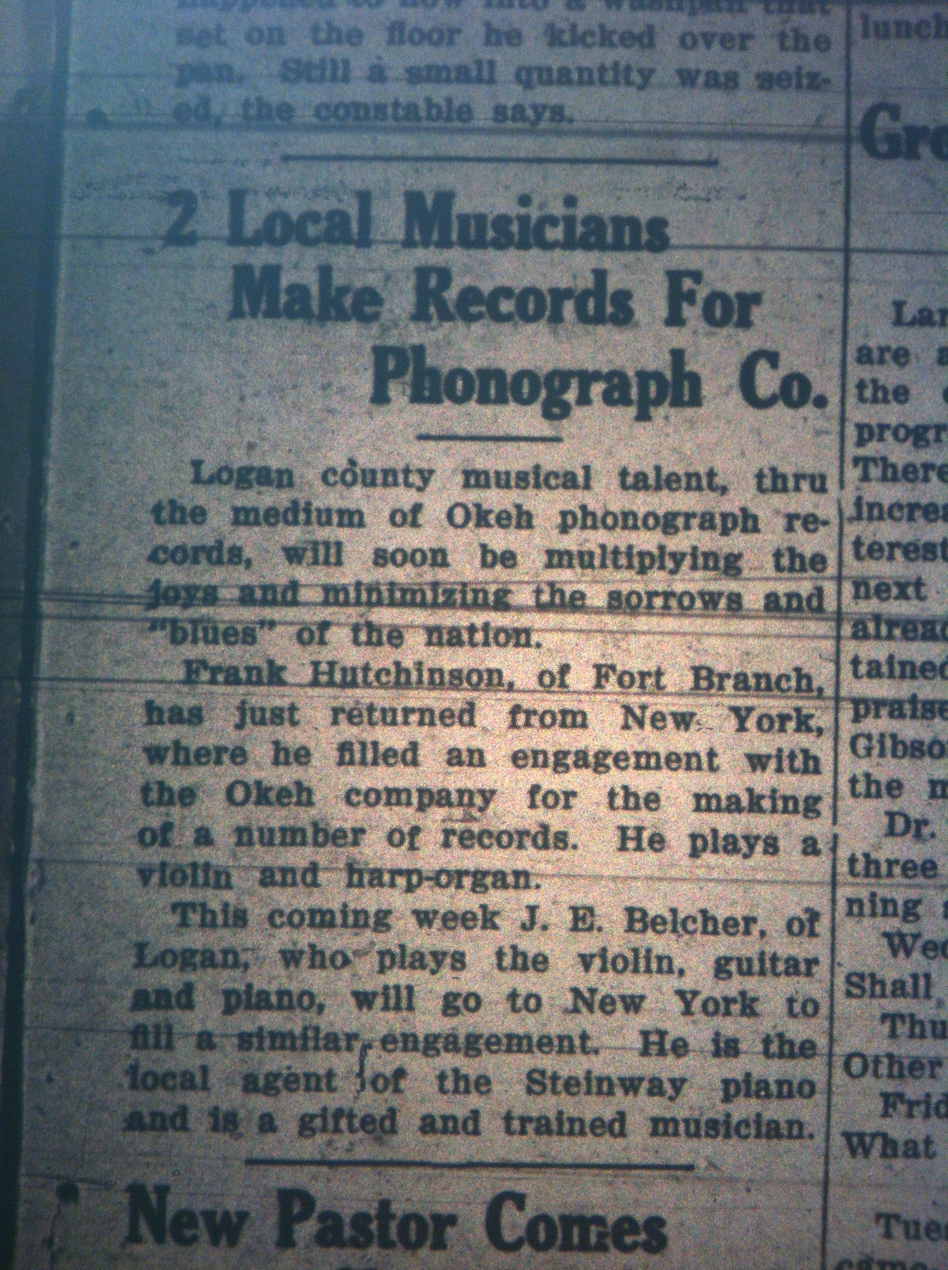 Two Local Musicians Record LB 02.01.1927 1