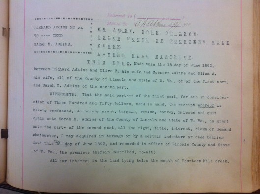 Richard Adkins to Sarah Adkins 1