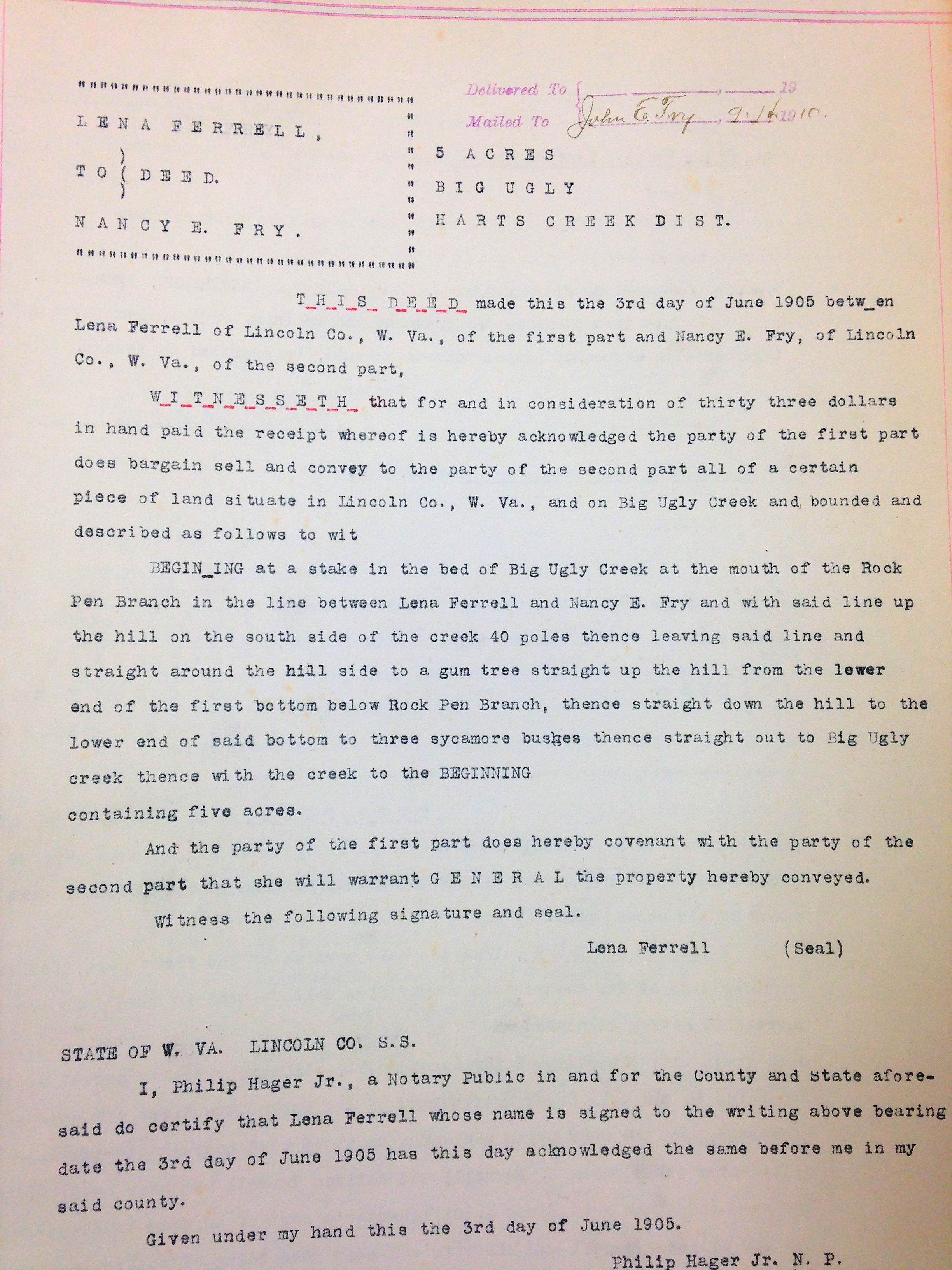 Lena Ferrell to Nancy Fry 1