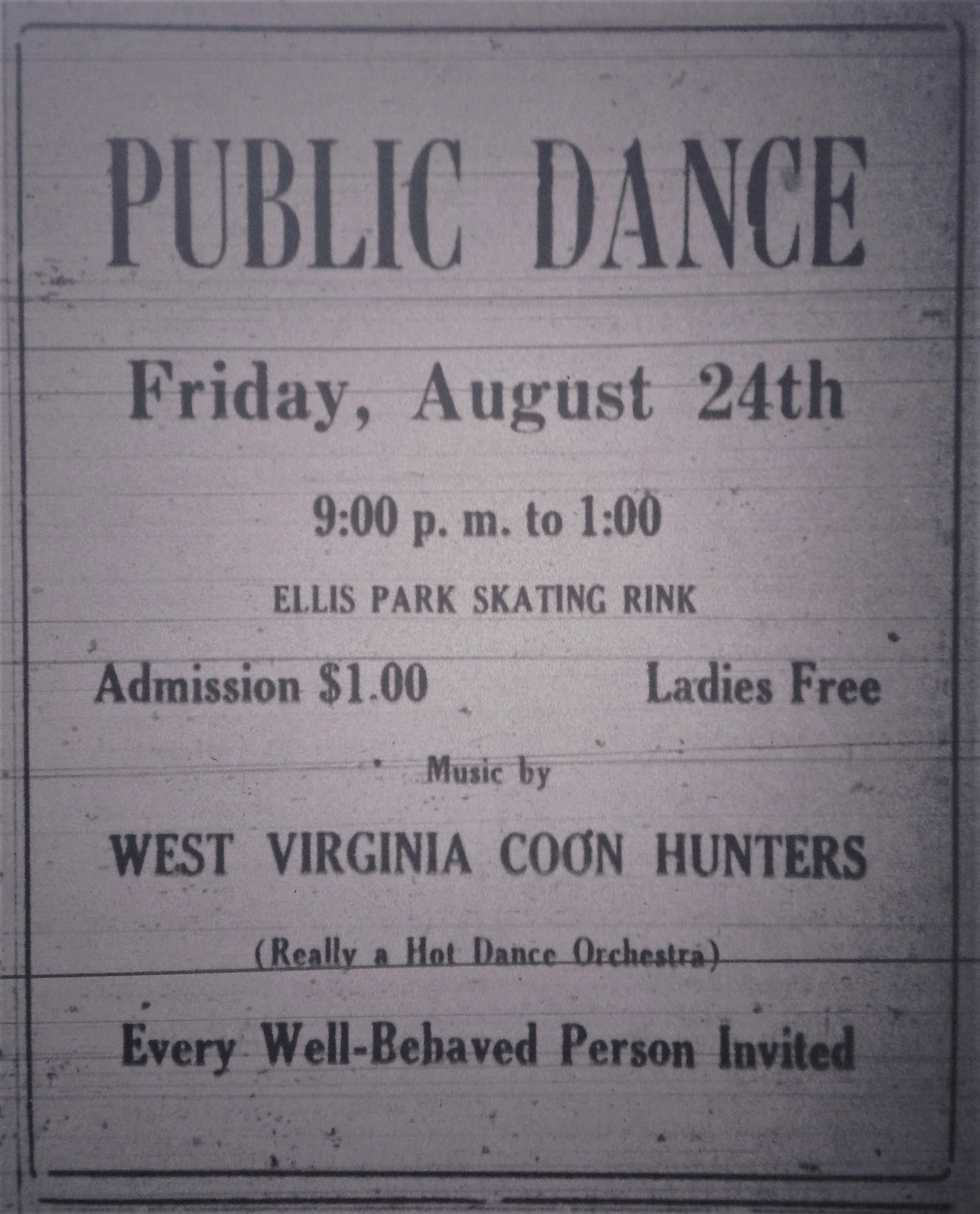 Public Dance at Ellis Park LB 08.24.1928